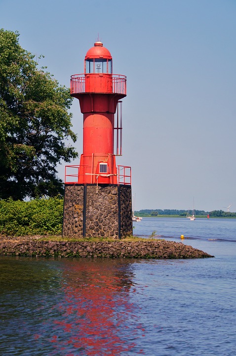 lighthouse, elbe, river