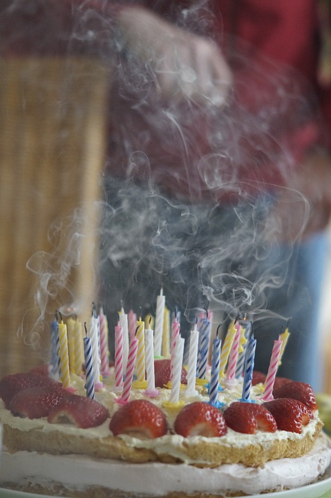 birthday cake, blown out, candles