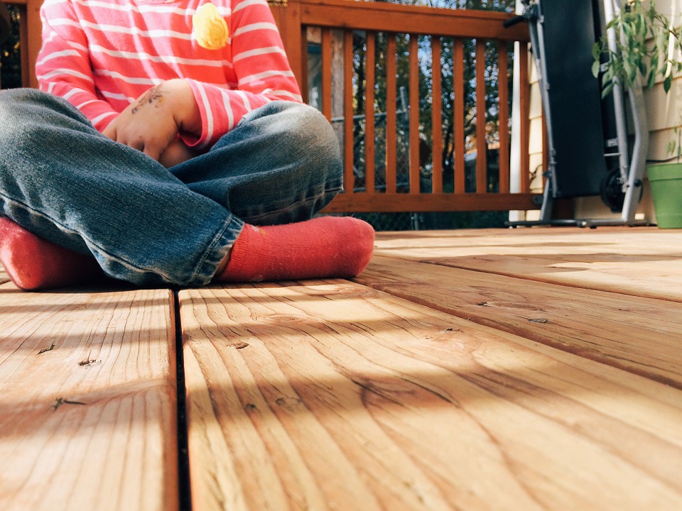 wood, deck, child