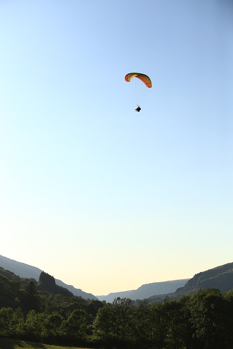 landscape, paragliding, fly