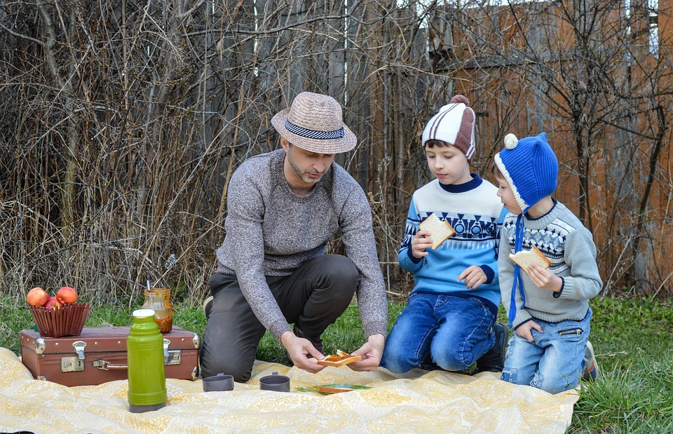 picnic, family, children