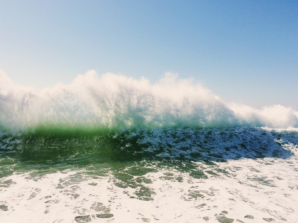 waves, splash, water