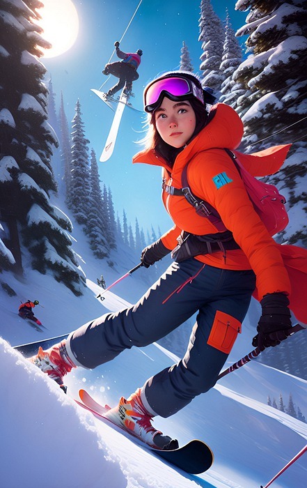 ai generated, skiing, woman