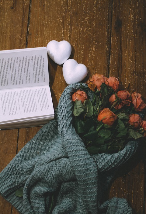 valentine's day, flowers, book