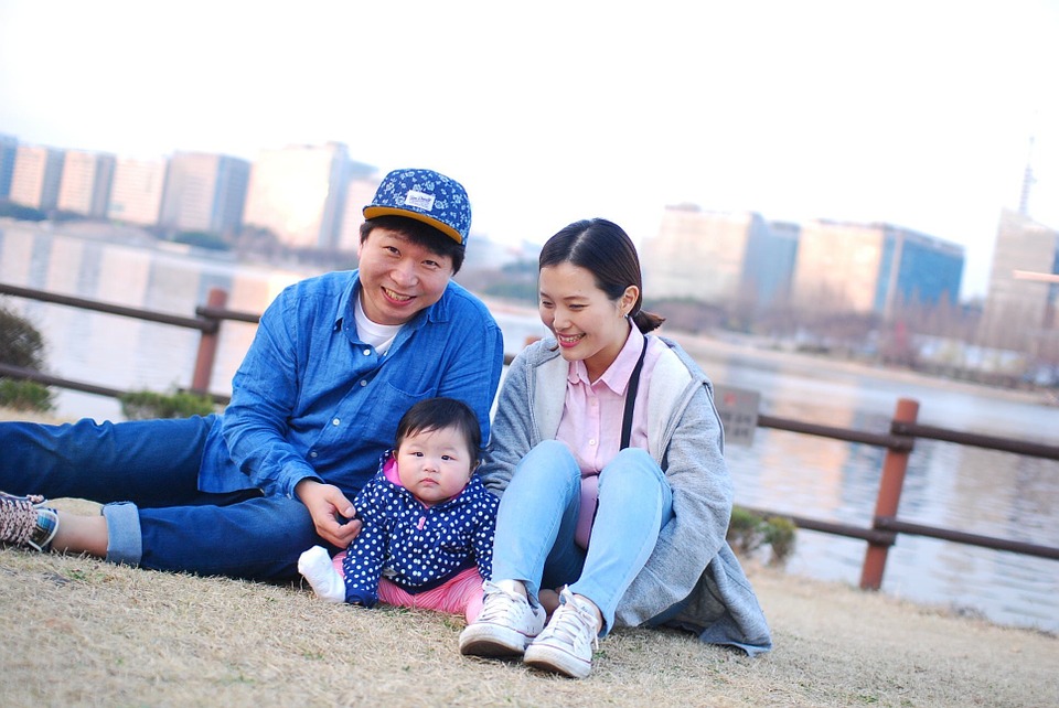 family, korean, baby