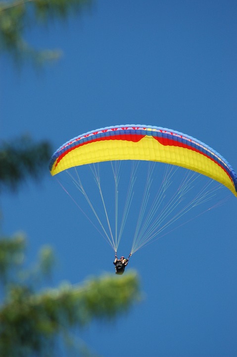 paragliding, sky, blue