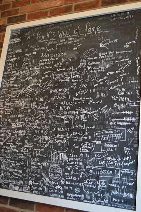 chalk board, board, names