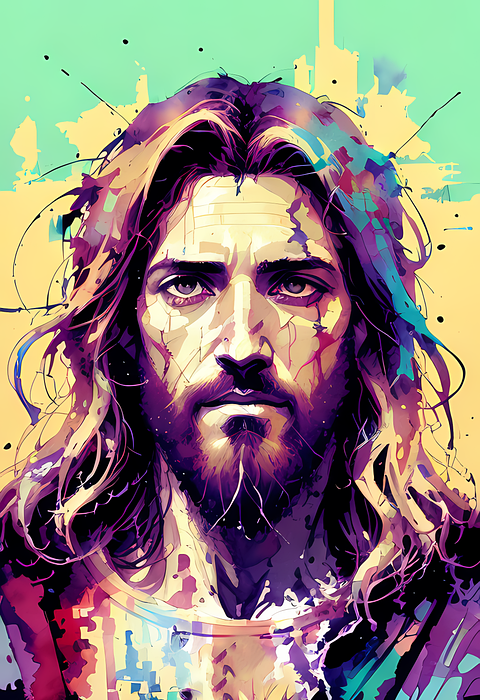 digital illustration, jesus christ, comic style