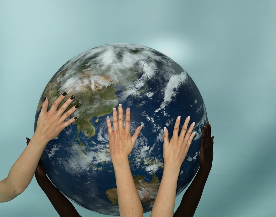 earth, globe, hands