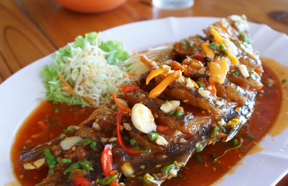 thai food, fish in chili, sweet sauce