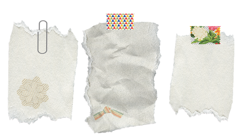 torn paper, washi tape, messages