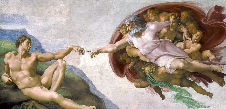 painting, the creation of adam, michelangelo