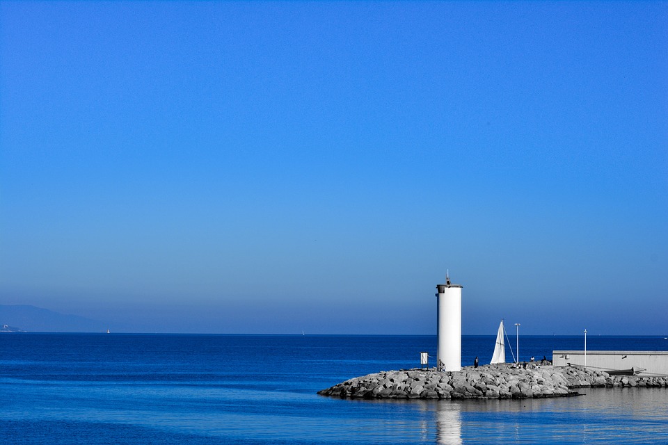 lighthouse, breakwater, mooring