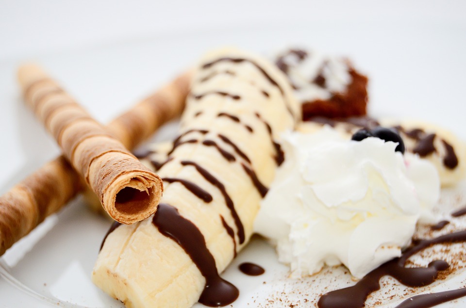 bananas, dessert, ice cream