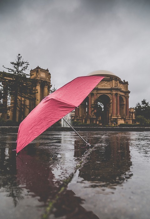 rain, red, umbrella