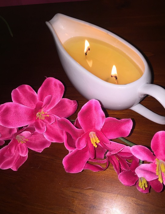 candle, massage, pink