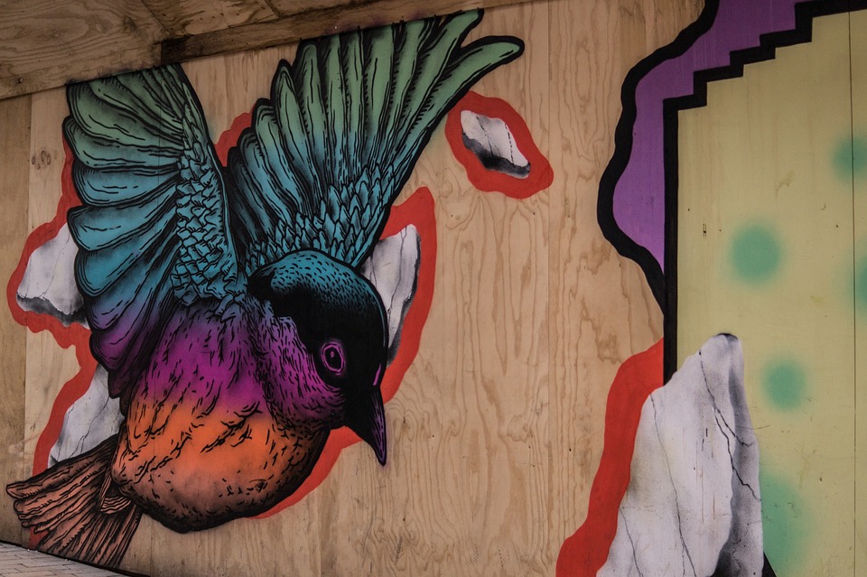 graffiti, bird, painting