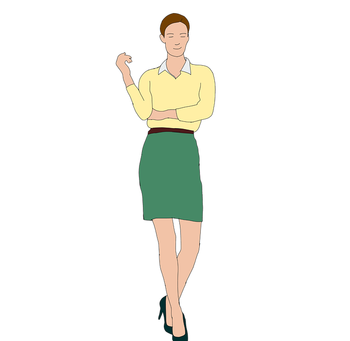 cartoon character, business woman, standing