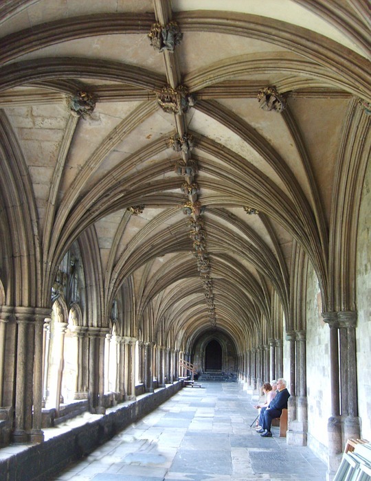 cloisters, architecture, vanishing point