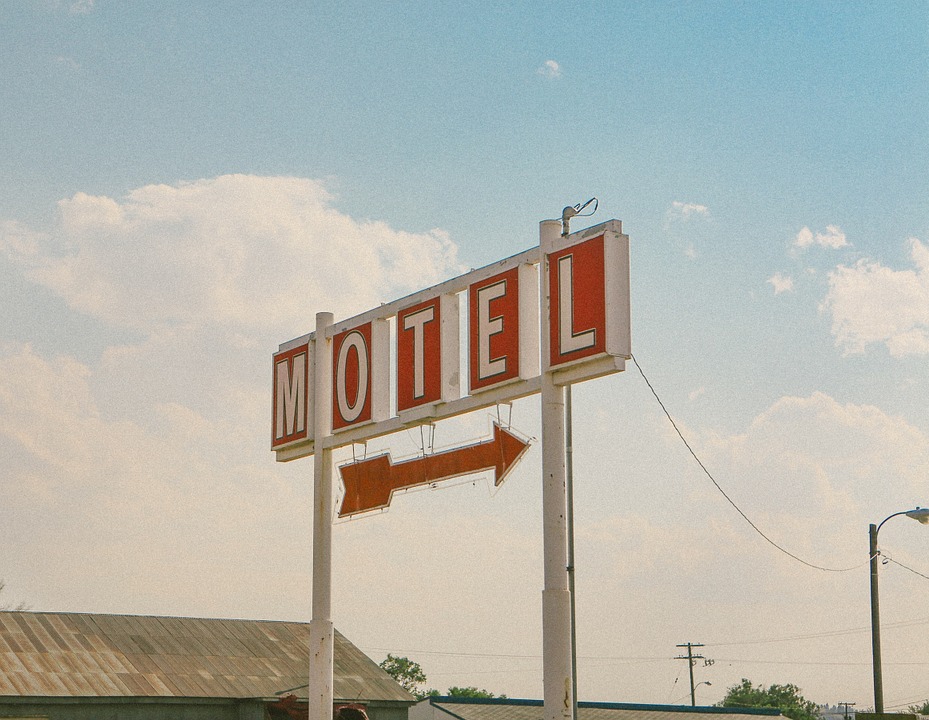 motel, sign, arrow
