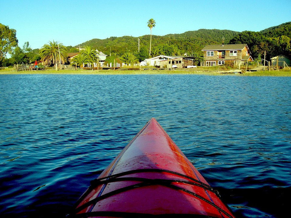 kayak, creek, water