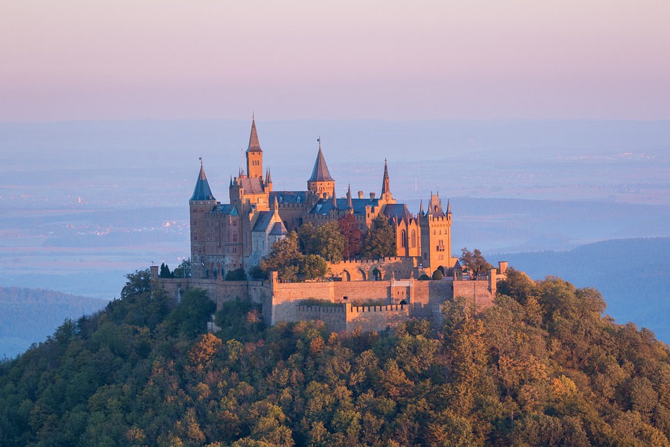 castle, hohenzollern, sunrise