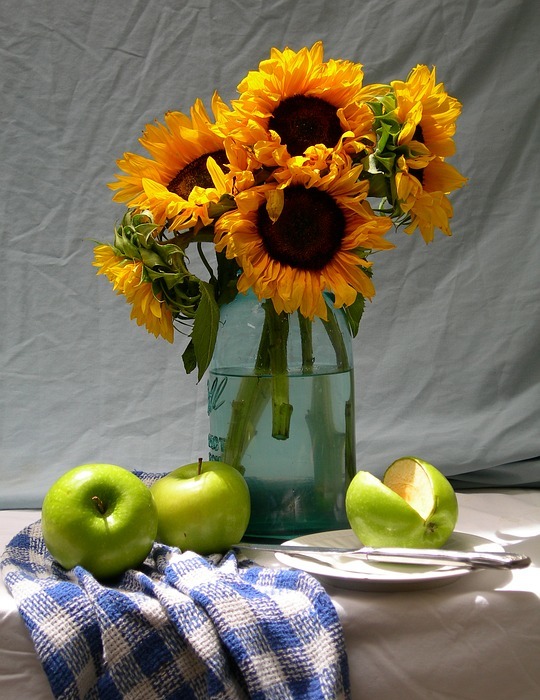 sunflowers, apples, life