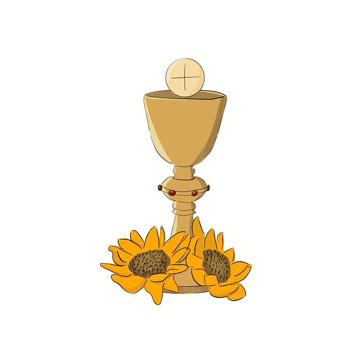 catholic chalice, sunflowers, mass