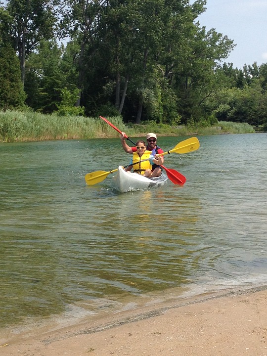 kayak, lake, paddle