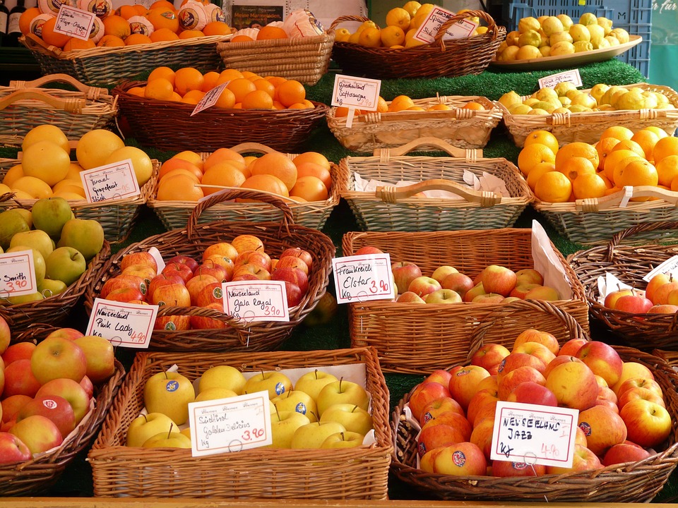 market, food, fruits