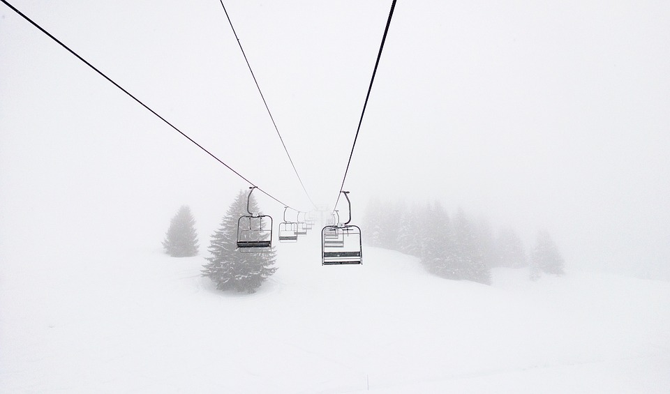 snow, cable car, white