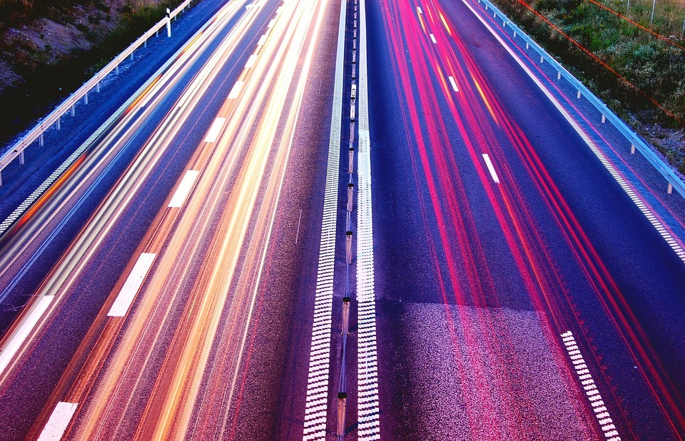 road, highway, lights