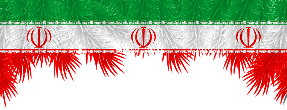 iran flag, christmas tree, new year