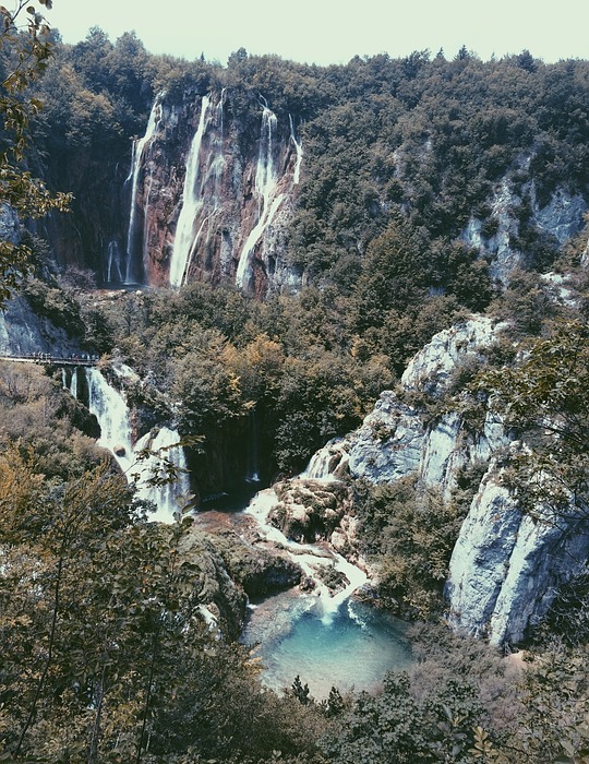 waterfalls, nature, spring