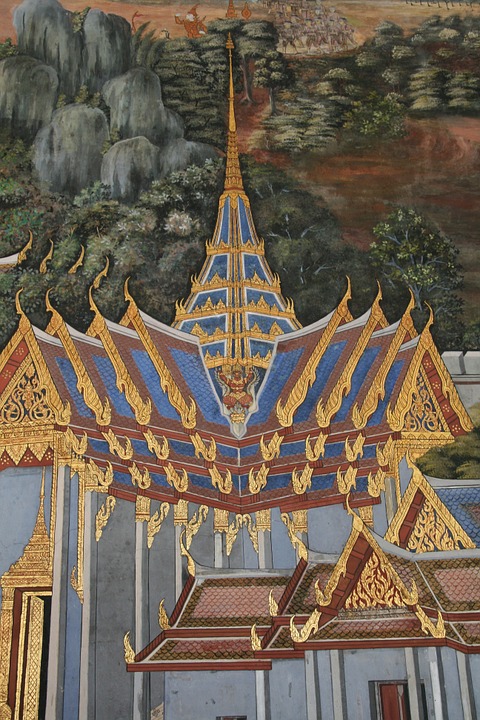 temple, painting, colorful