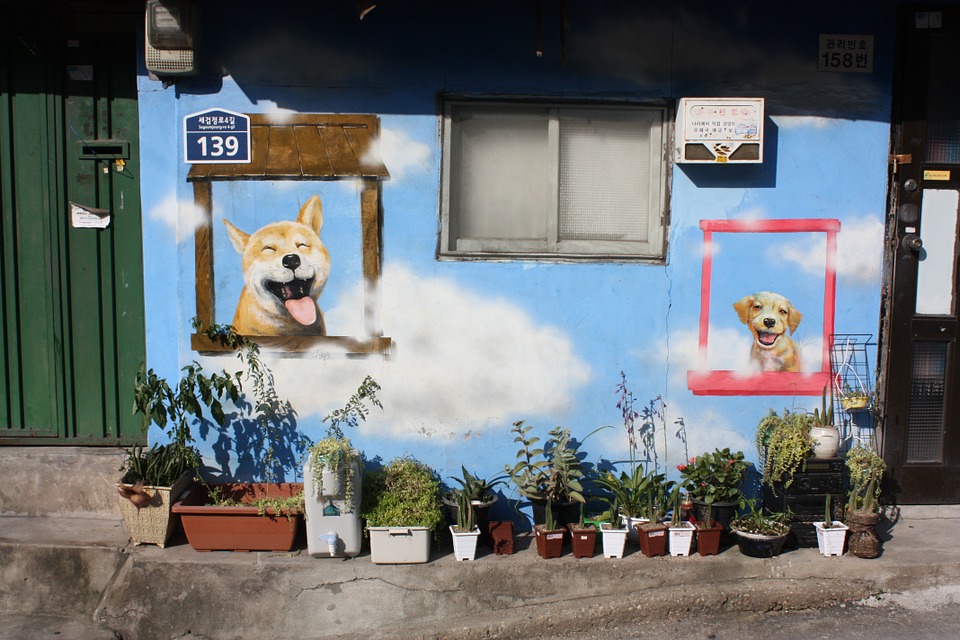ant town, mural, puppy