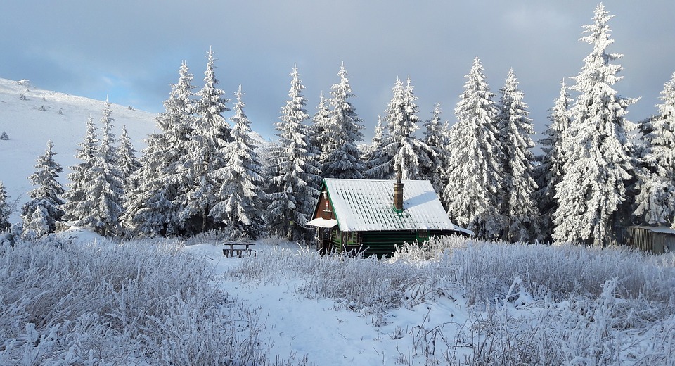 snowy country, loneliness, chalet