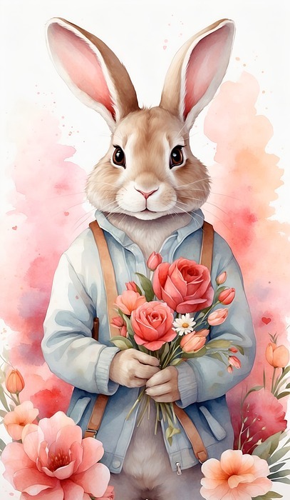ai generated, easter bunny, valentine\'s day