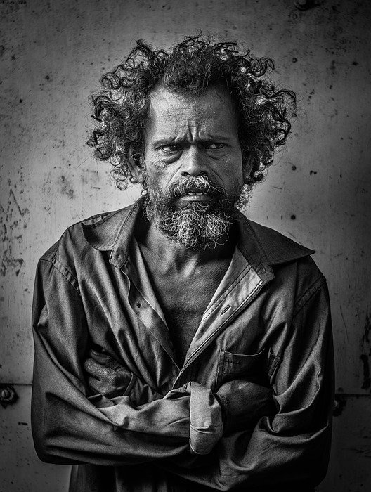 man, portrait, homeless