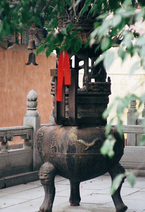 temple, incense burner, buddhism