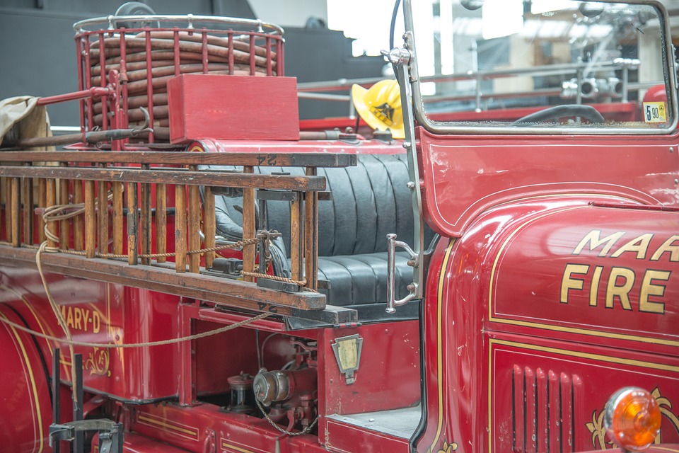 fire, fire truck, antique