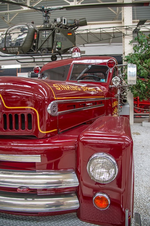 fire, fire truck, antique
