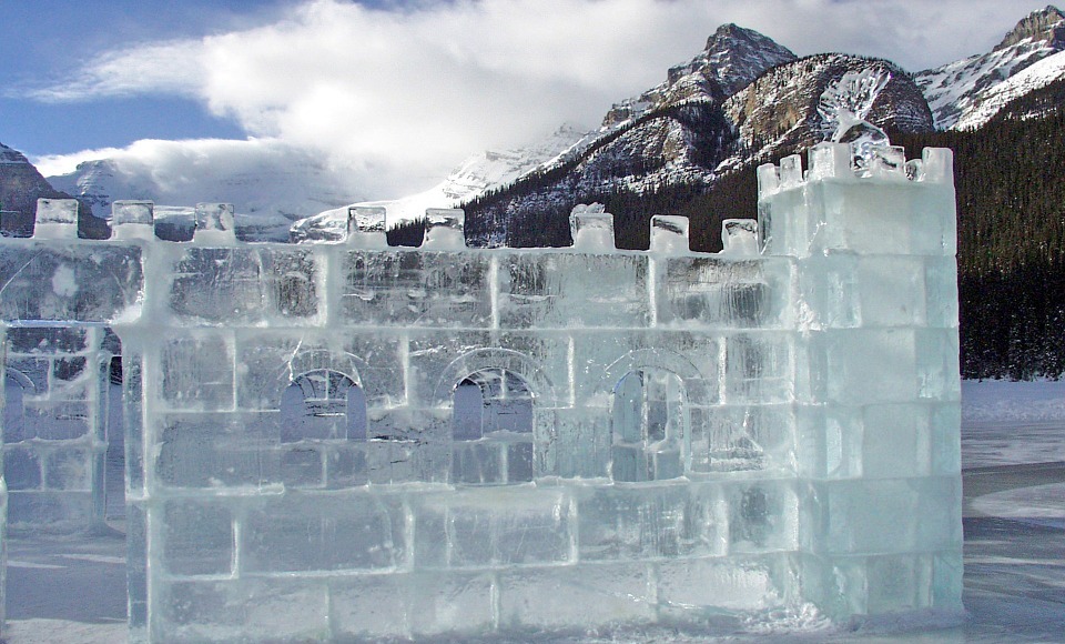 ice, castle, carving