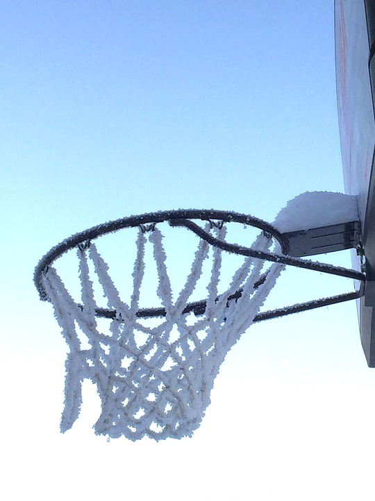 basketball, hoop, frozen