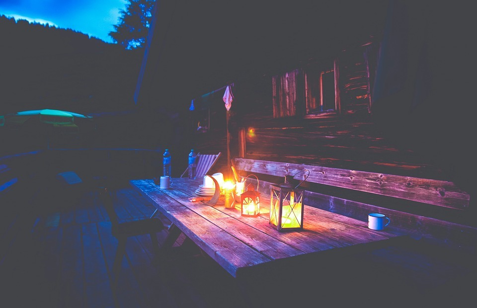 picnic table, deck, backyard