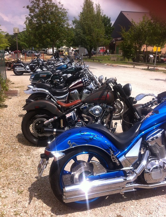motorcycle, blue, harley