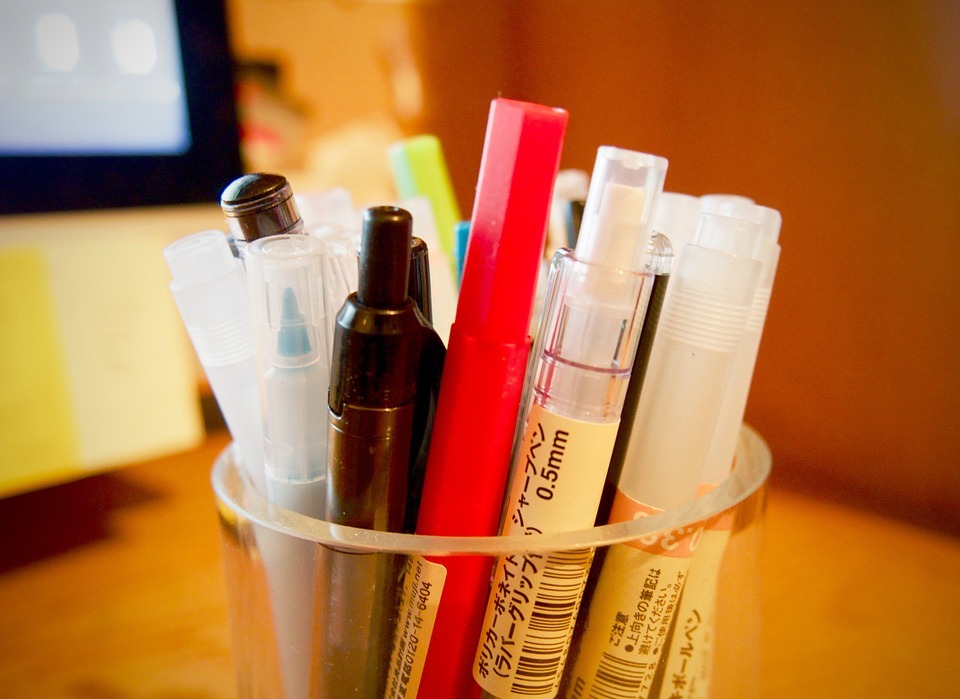 pens, pencils, markers