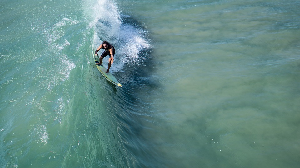 surfer, wave, ocean