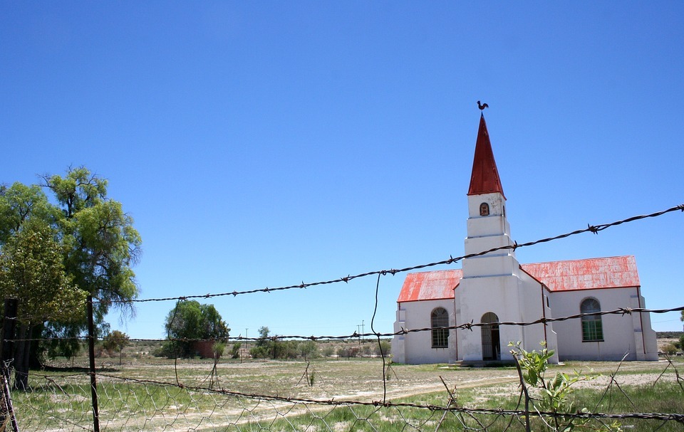 church, barbed wire, religion