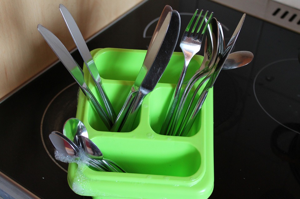 cutlery, cutlery basket, washing dishes